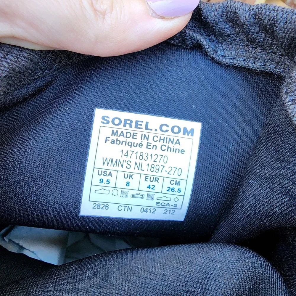 Sorel Sz 9.5 Black Leather Suede Conquest Carly Winter Snow Boots NL1897-270